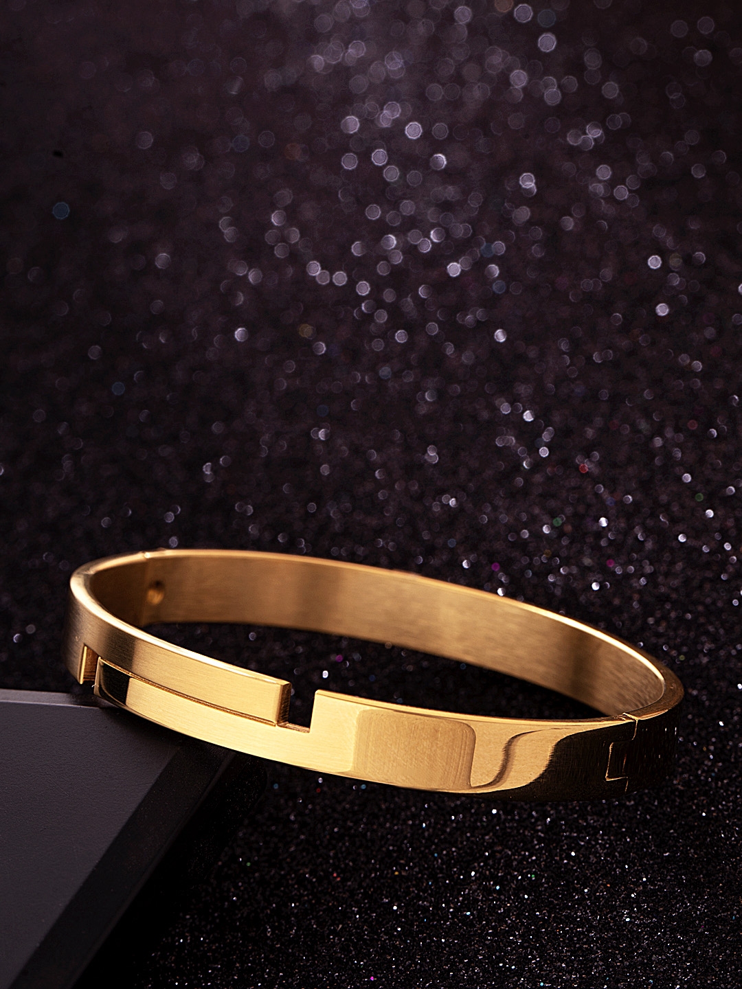 Gold-Toned Flat Cuff Bracelet for Men