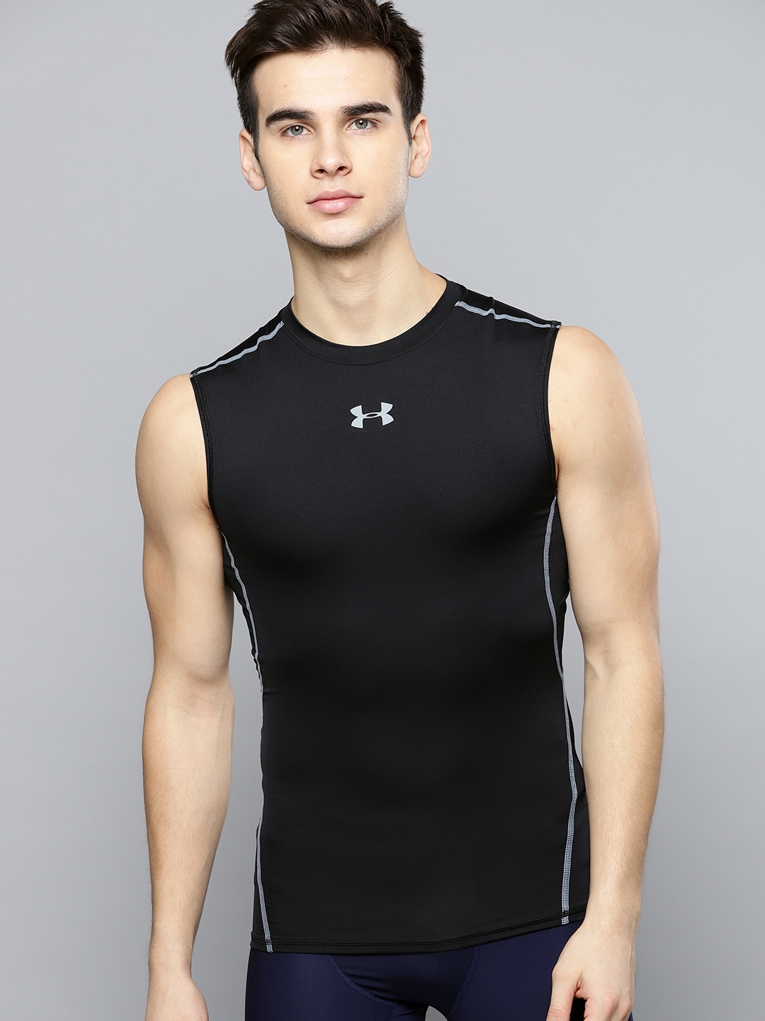 Buy UNDER ARMOUR Men Black HeatGear Armour Compression Sleeveless T Shirt -  Tshirts for Men 8901875