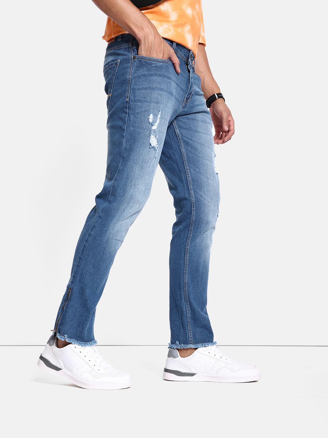 The Roadster Lifestyle Co. Men Denim Blue Mildly Distressed Street Boys Hyper Hypo Jeans