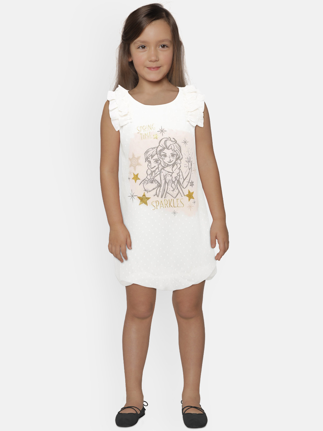 Peppermint Girls Off-White Printed Balloon Dress