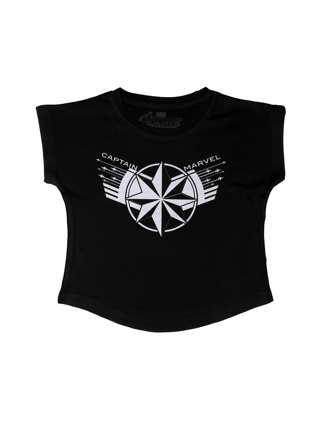 Marvel by Wear Your Mind Girls Black Printed Captain Marvel Top
