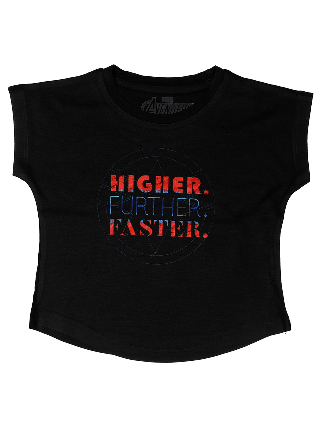 Marvel by Wear Your Mind Girls Black Captain Marvel Printed Top