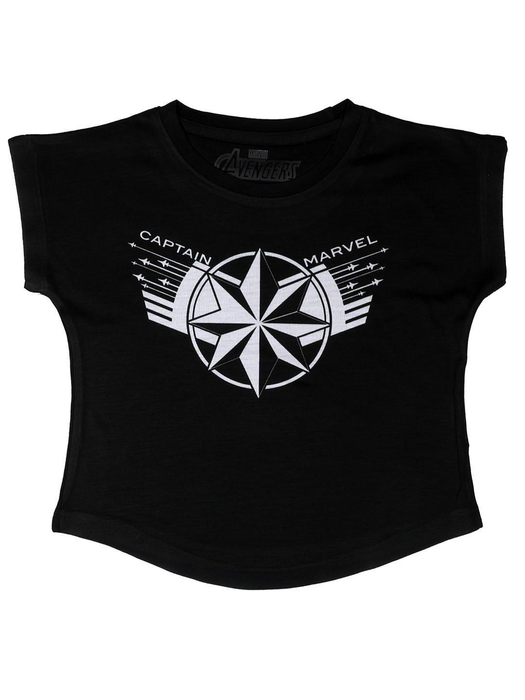 Marvel by Wear Your Mind Girls Black Printed Captain Marvel Top