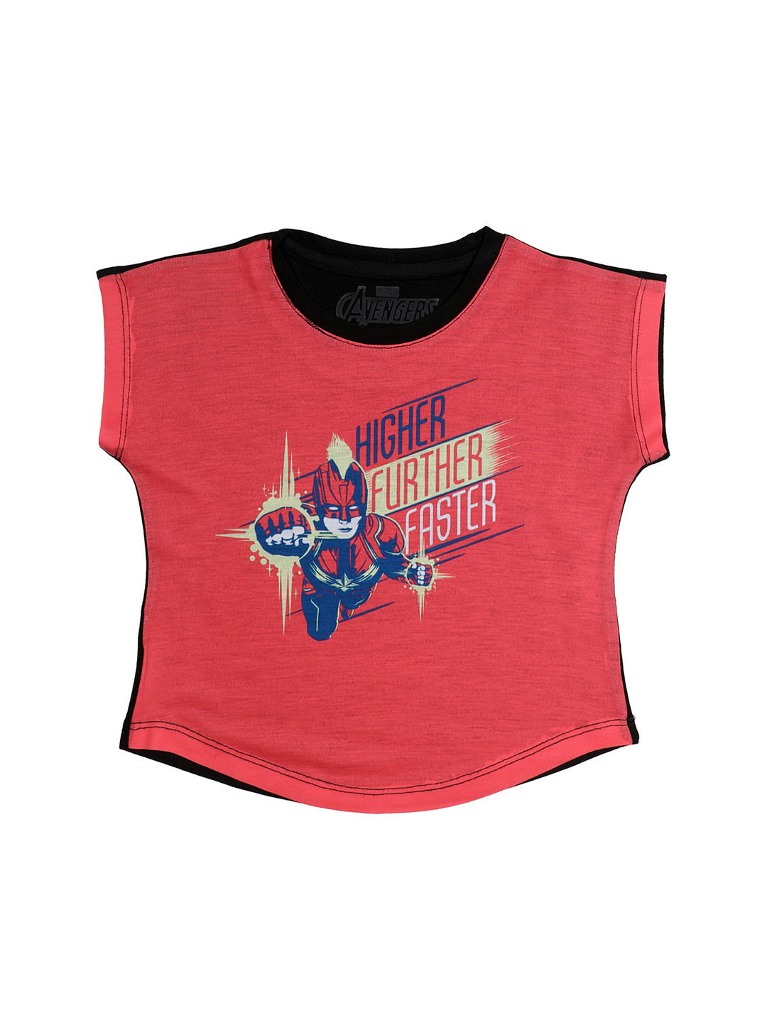 Marvel by Wear Your Mind Girls Pink Captain Marvel Printed Top