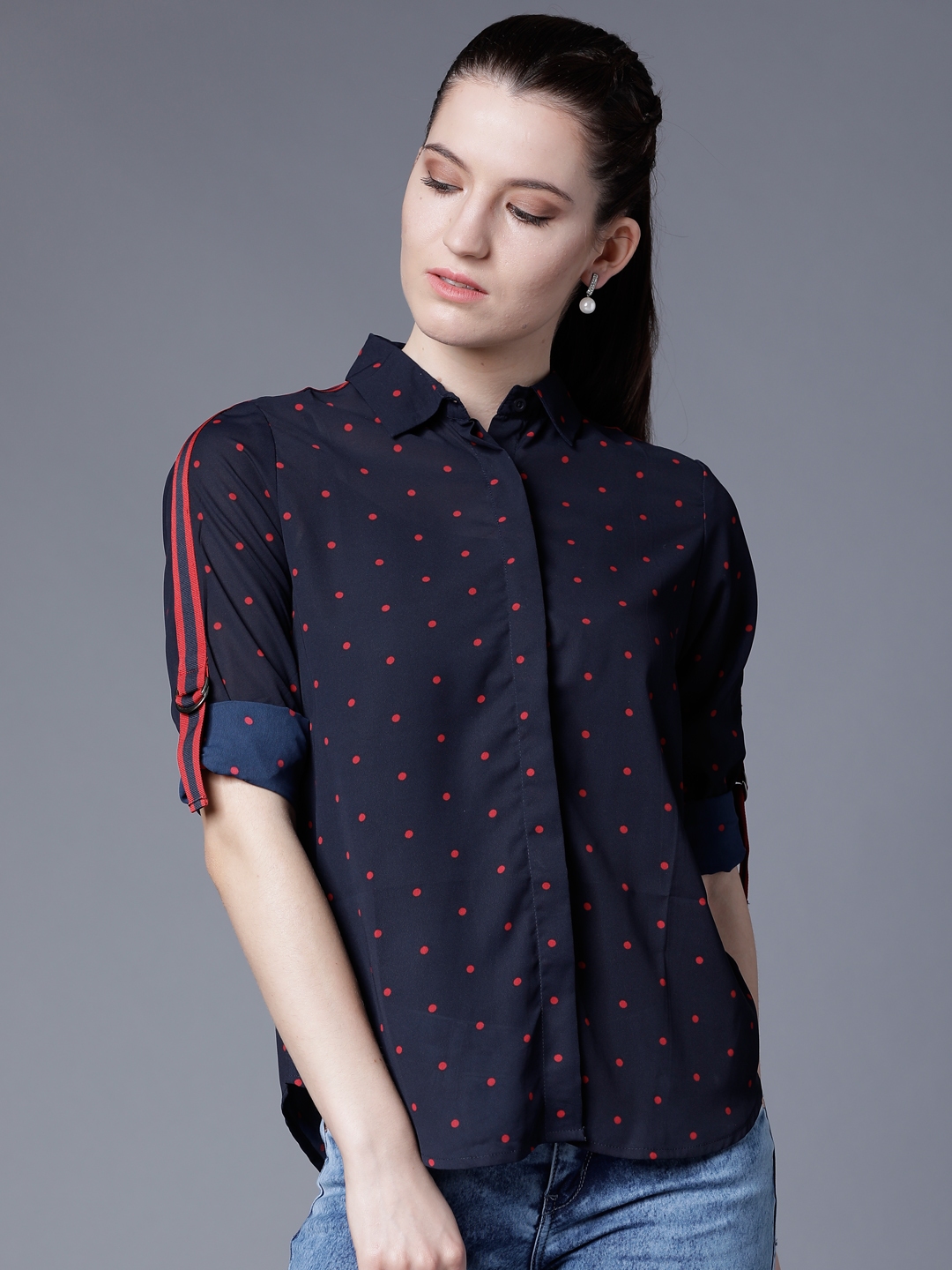 Tokyo talkies navy cheap blue printed shirt dress