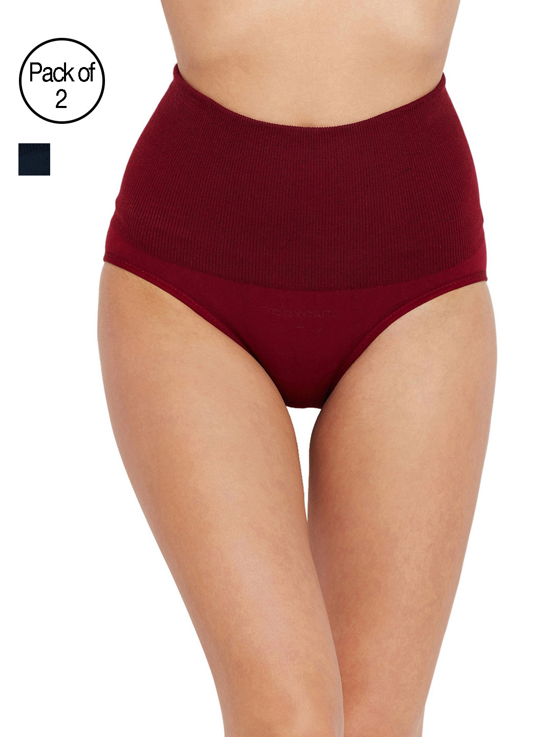 Bodycare Women Pack of 2 Maroon & Navy Blue Solid Tummy Shaper E25D
