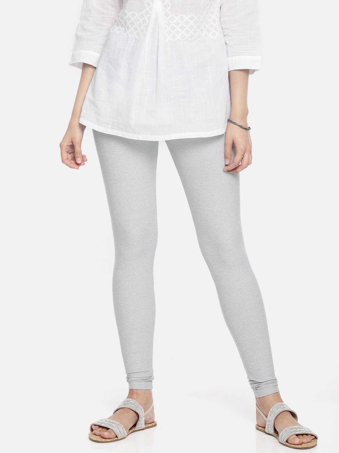 Prisma Grey Dress Leggings Grey Leggings Melange Leggings Ankle Length  Prisma Slate Ankle - Main Image