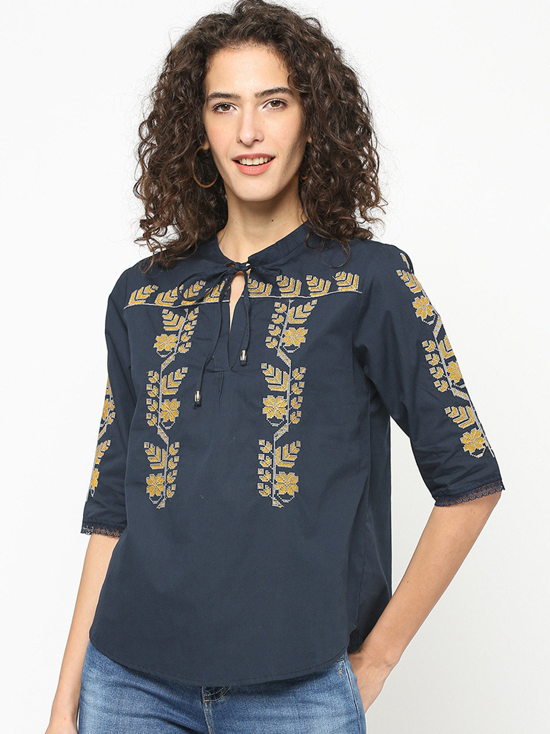 Gipsy Women Teal Printed Top