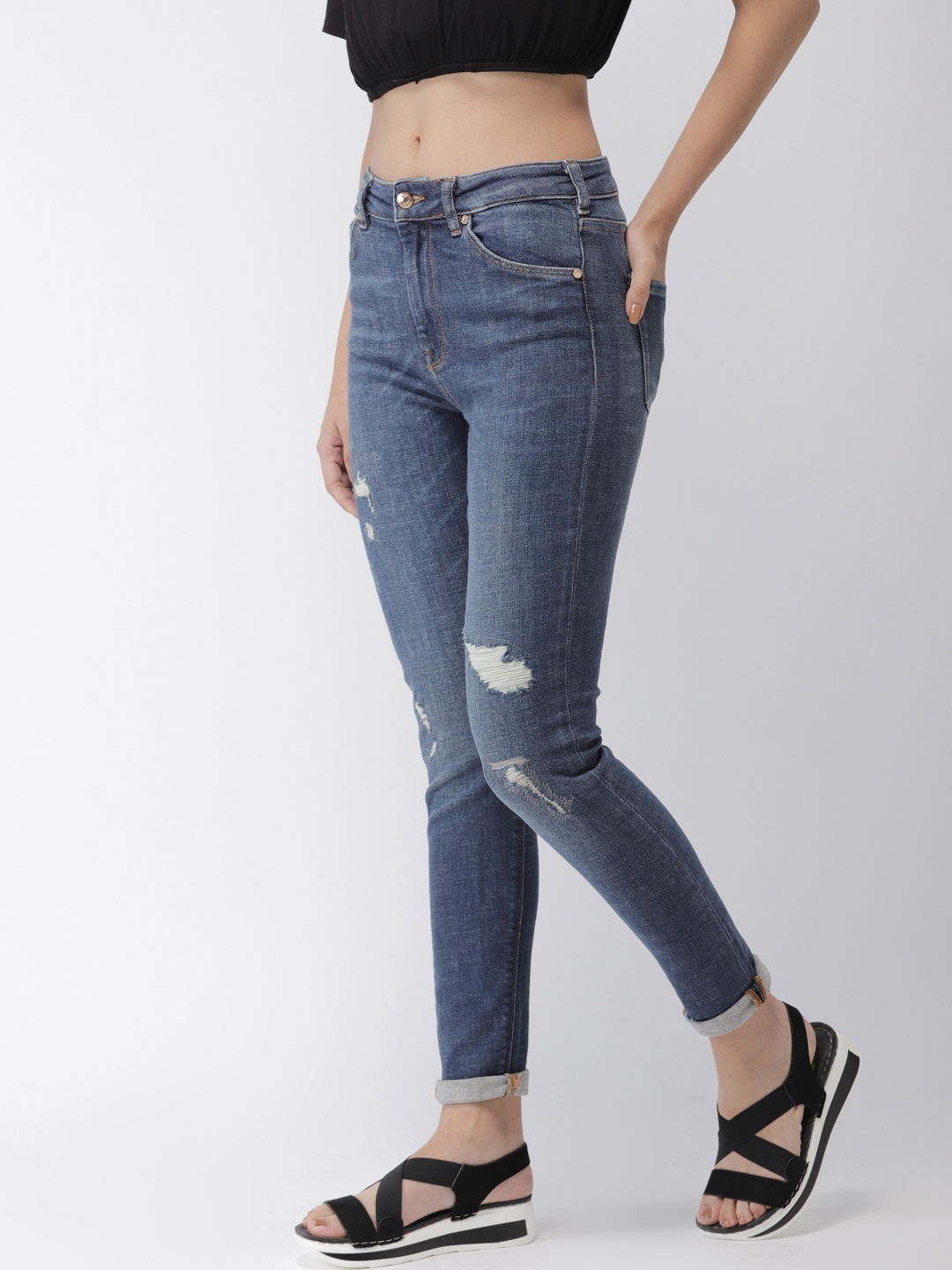 high waist jeans on myntra