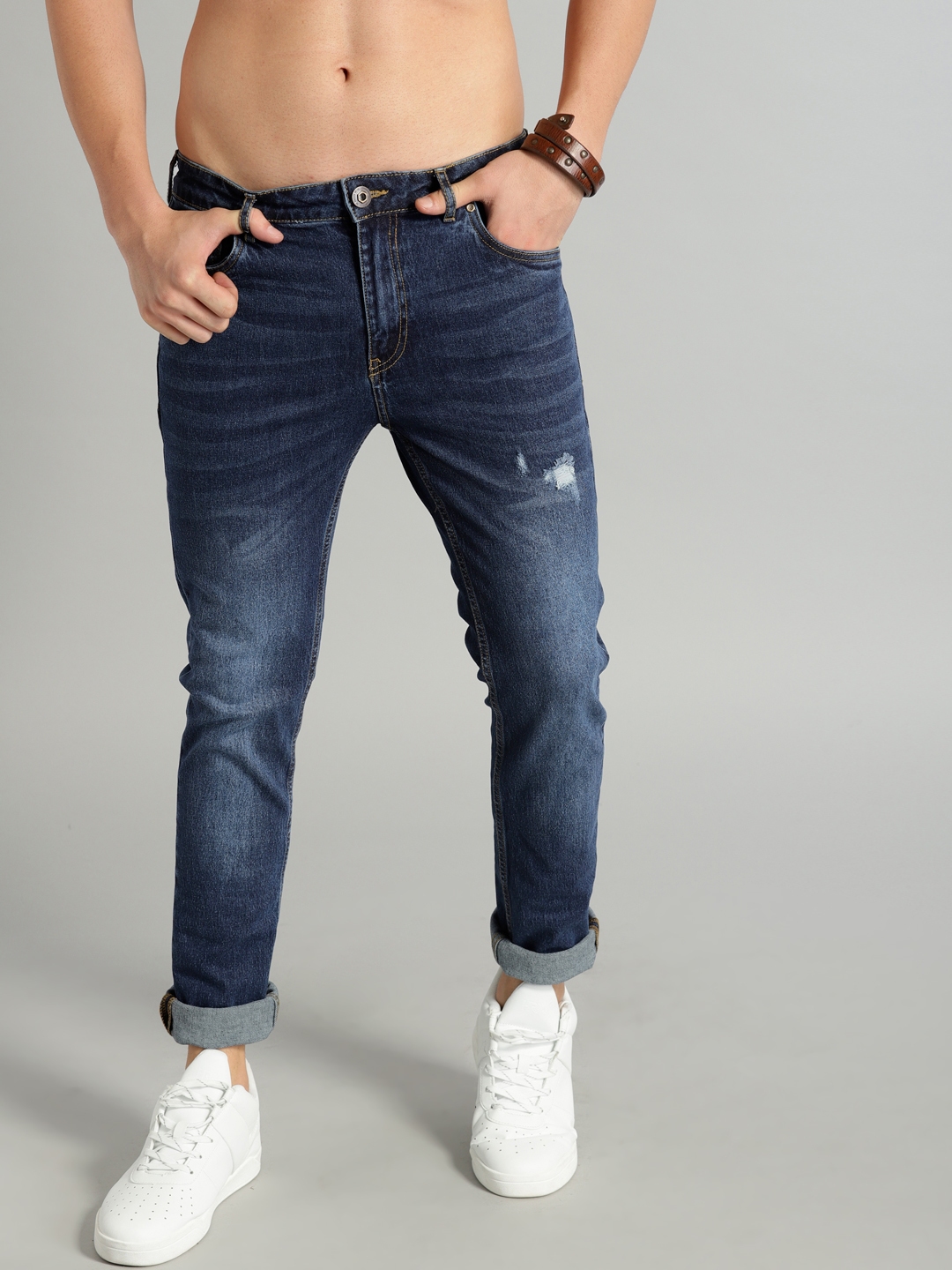 Roadster Men Blue Skinny Fit Mid-Rise Mildly Distressed Stretchable Jeans