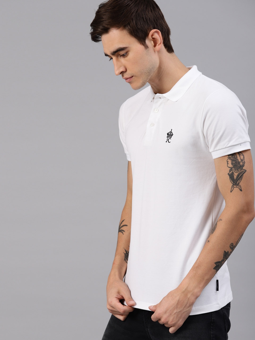 french connection white polo shirt