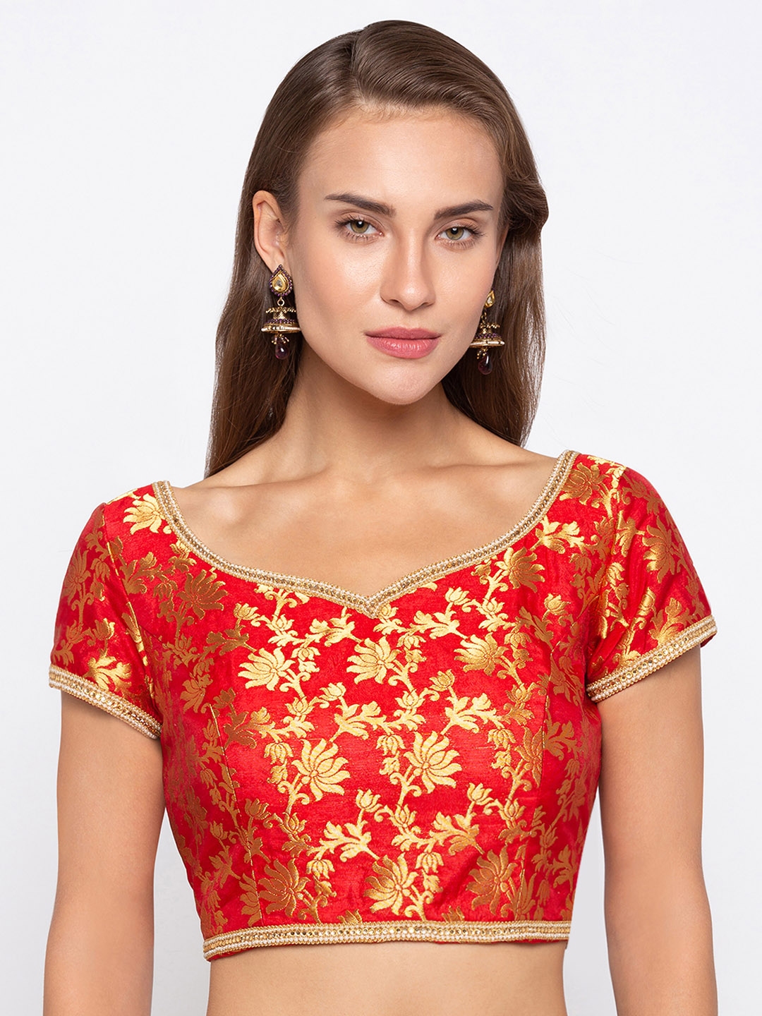 Buy Just B Women Red Solid Saree Blouse - Saree Blouse for Women ...