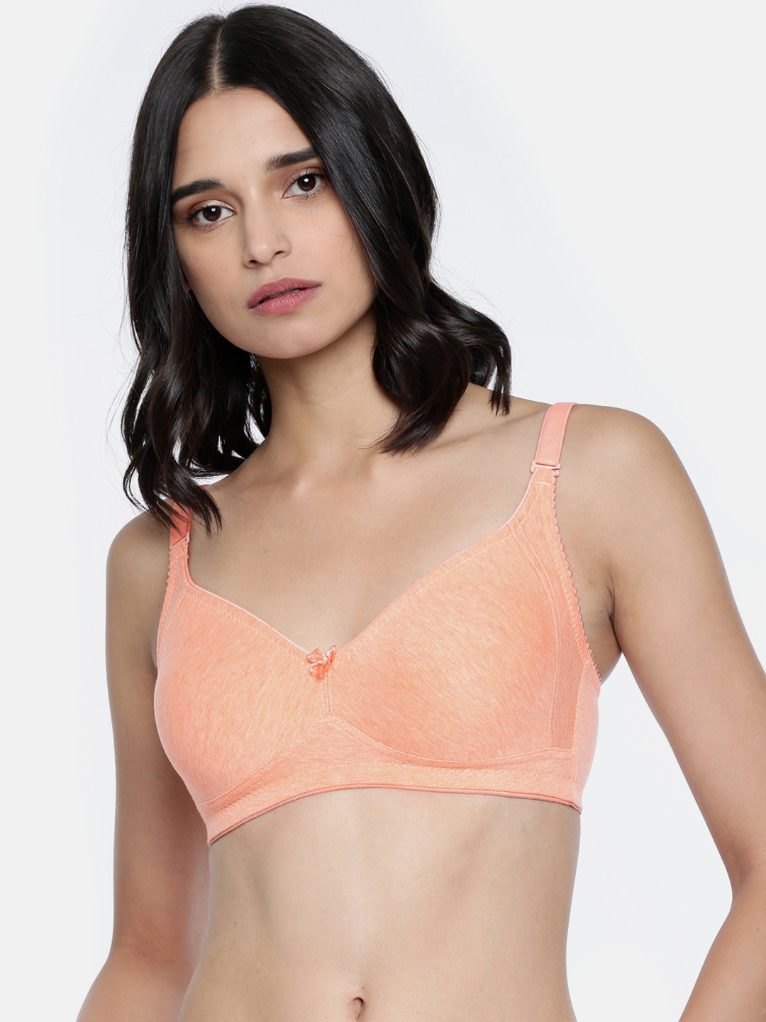 Lady Love Peach-Coloured Solid Non-wired Non-Padded Minimizer Bra LLBR1014