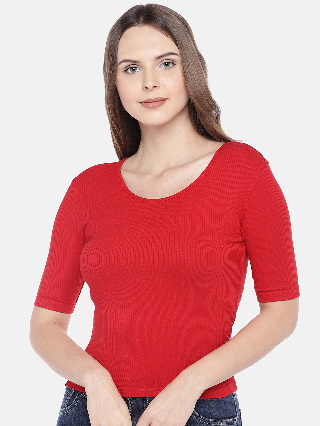 Buy Globus Women Red Solid Top - Tops 