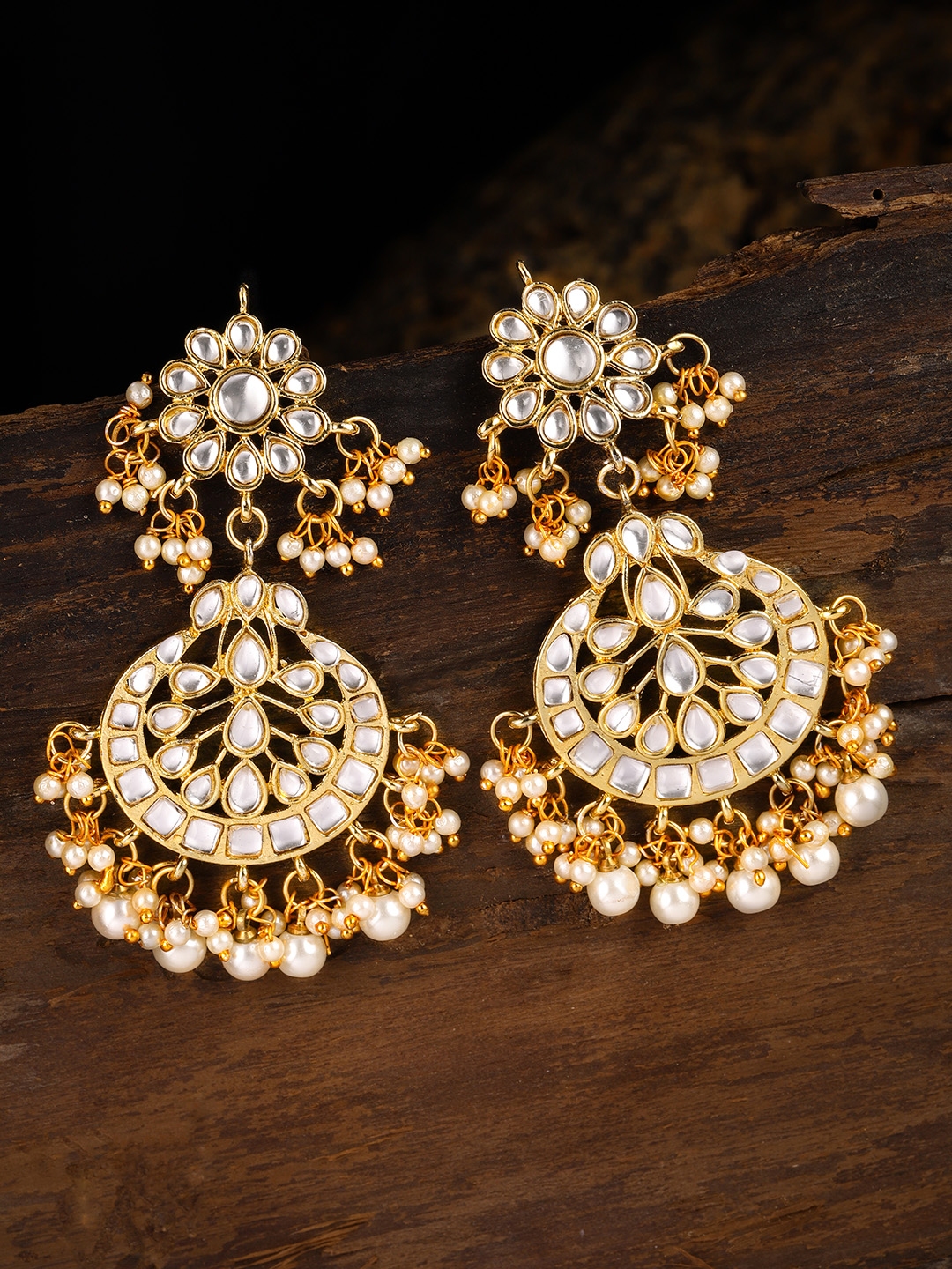 Buy Zaveri Pearls Gold Toned Contemporary Drop Earrings Earrings