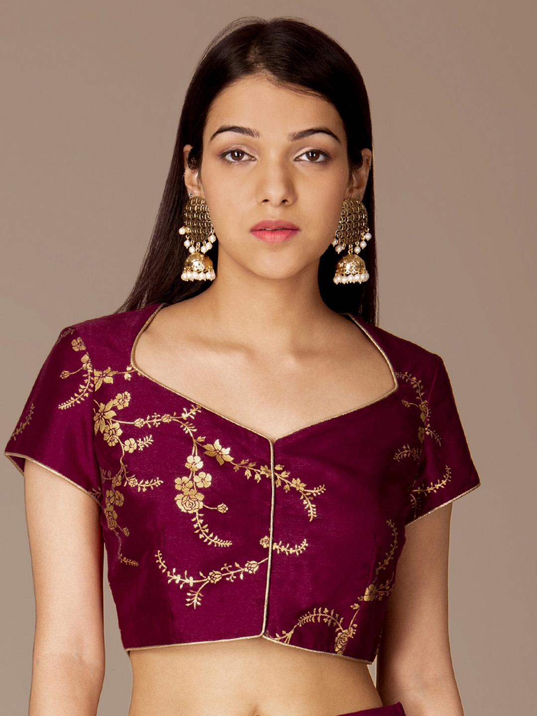Buy INDYA Women Purple Printed Styled Back Ethnic Crop Top - Tops ...