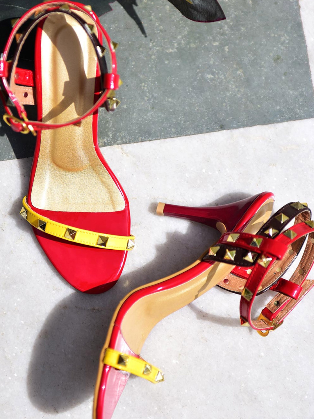 red studded heels