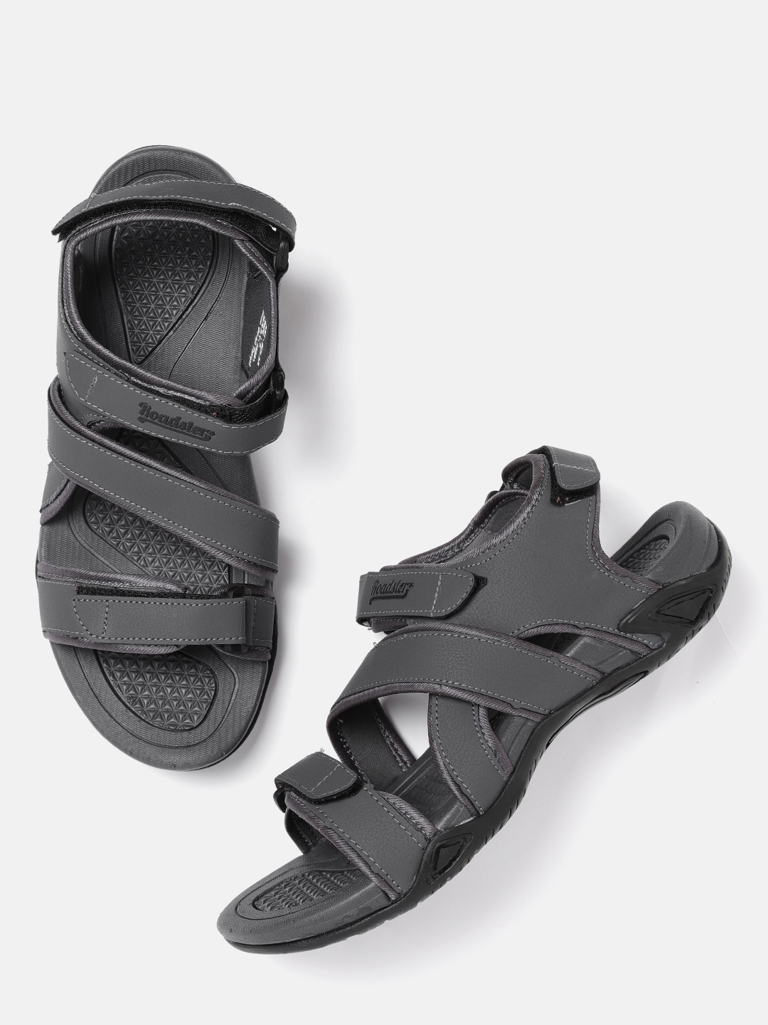 Buy The Roadster Lifestyle Co Men Charcoal Grey Sports Sandals