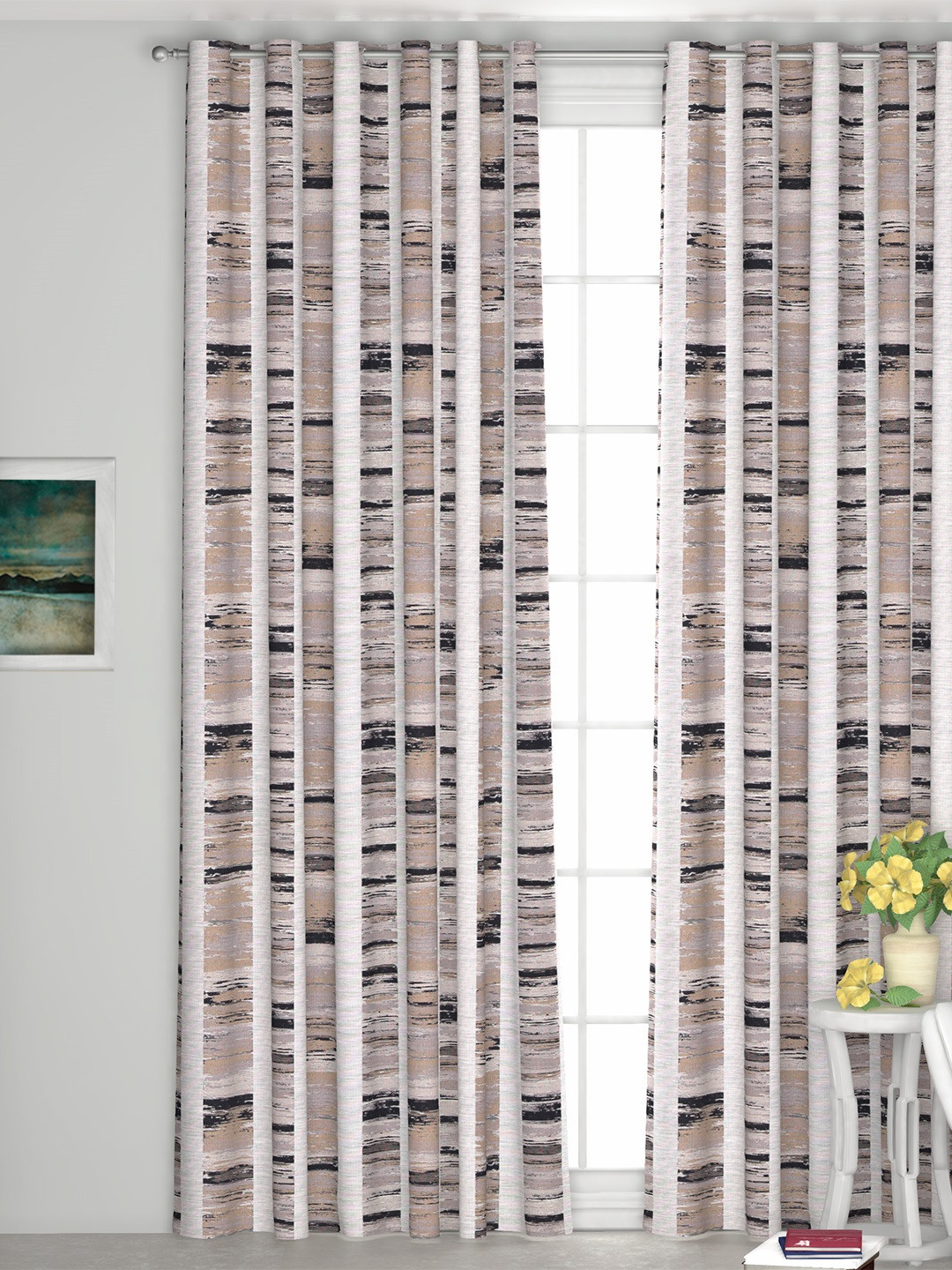 GM Black & Brown Striped Door Curtain