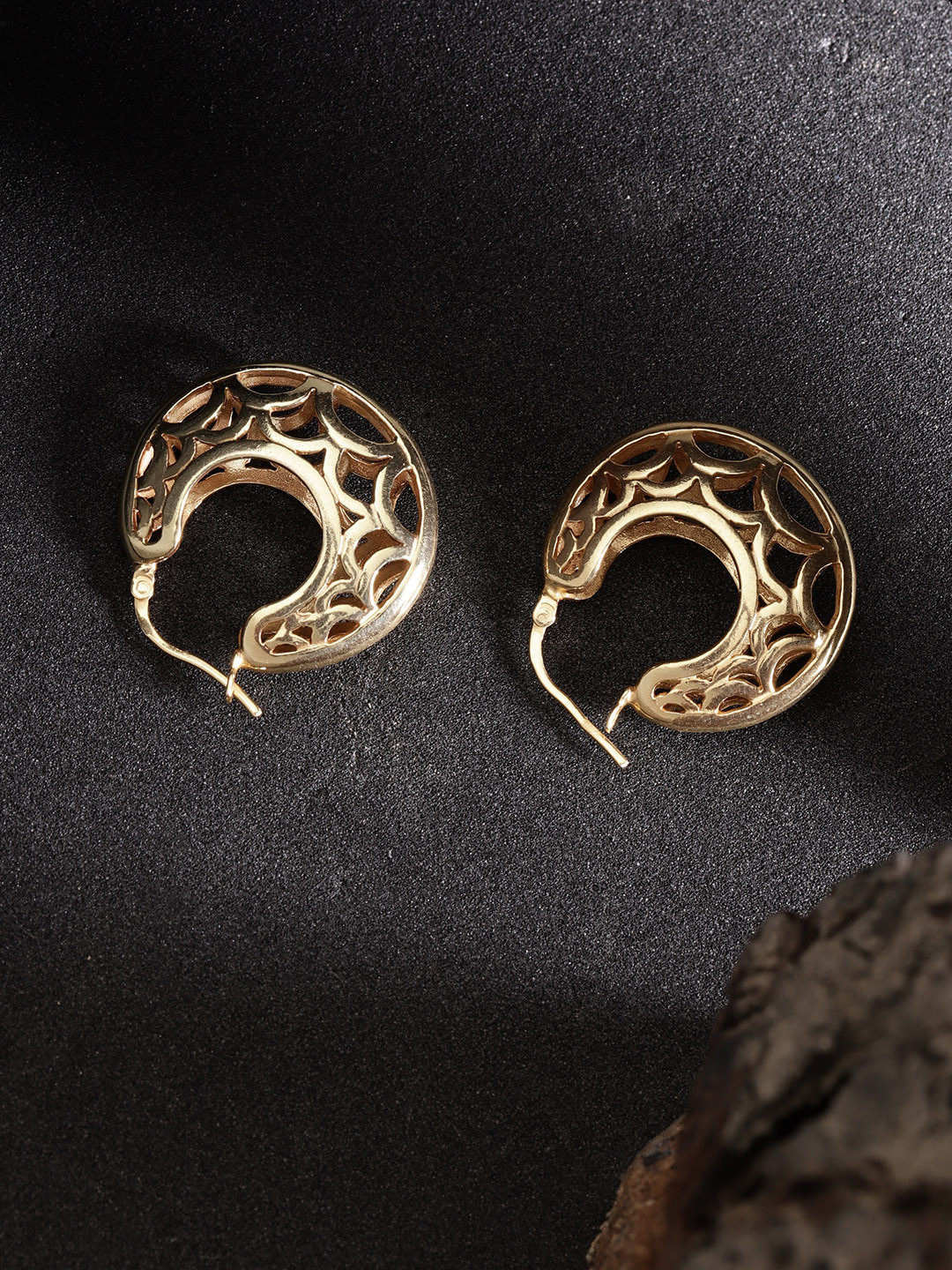 Carlton London Gold-Plated Crescent Shaped Hoop Earrings