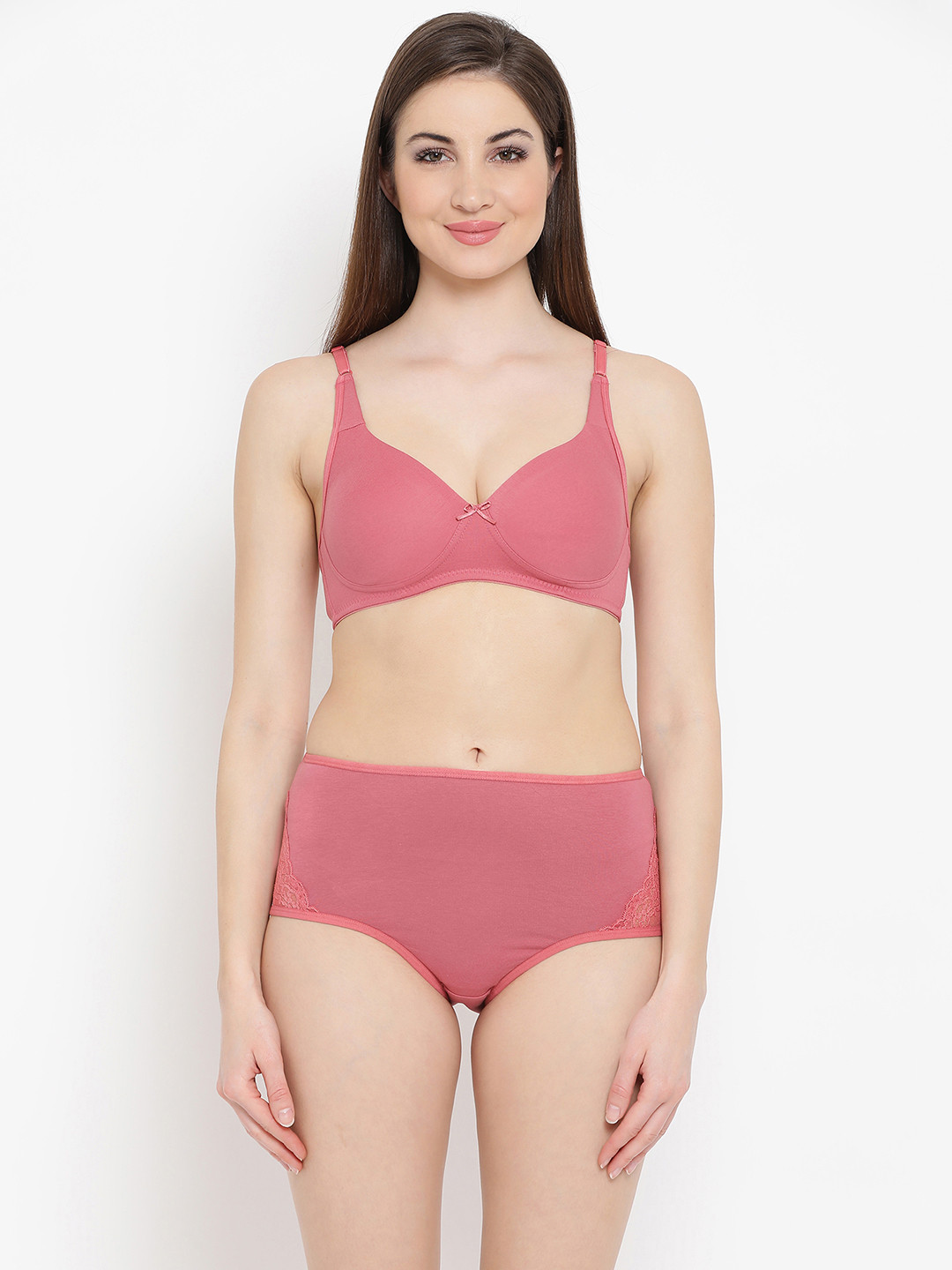 Clovia Women Pink Lingerie Set COMBBP07940B