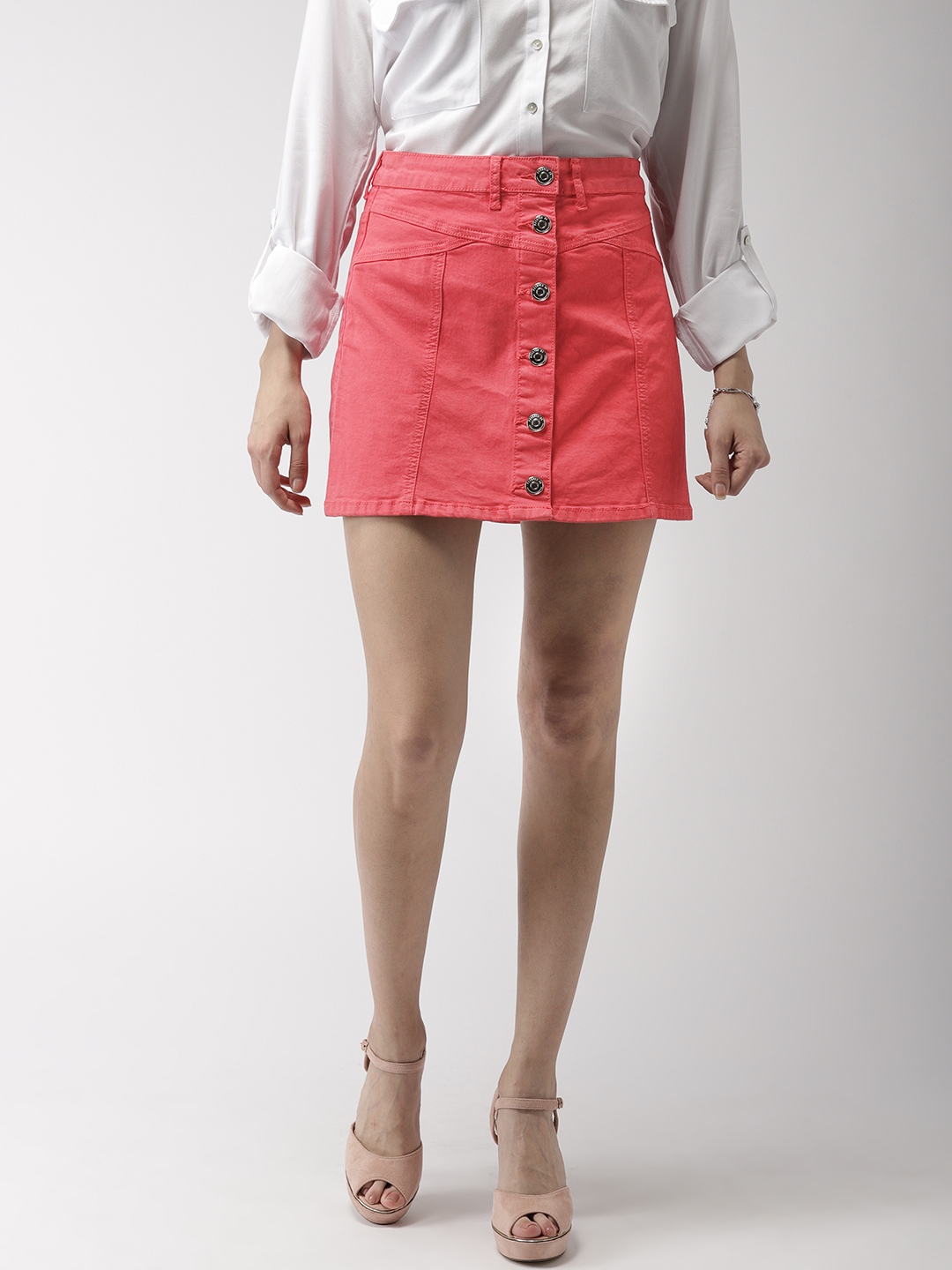 red denim skirt forever 21