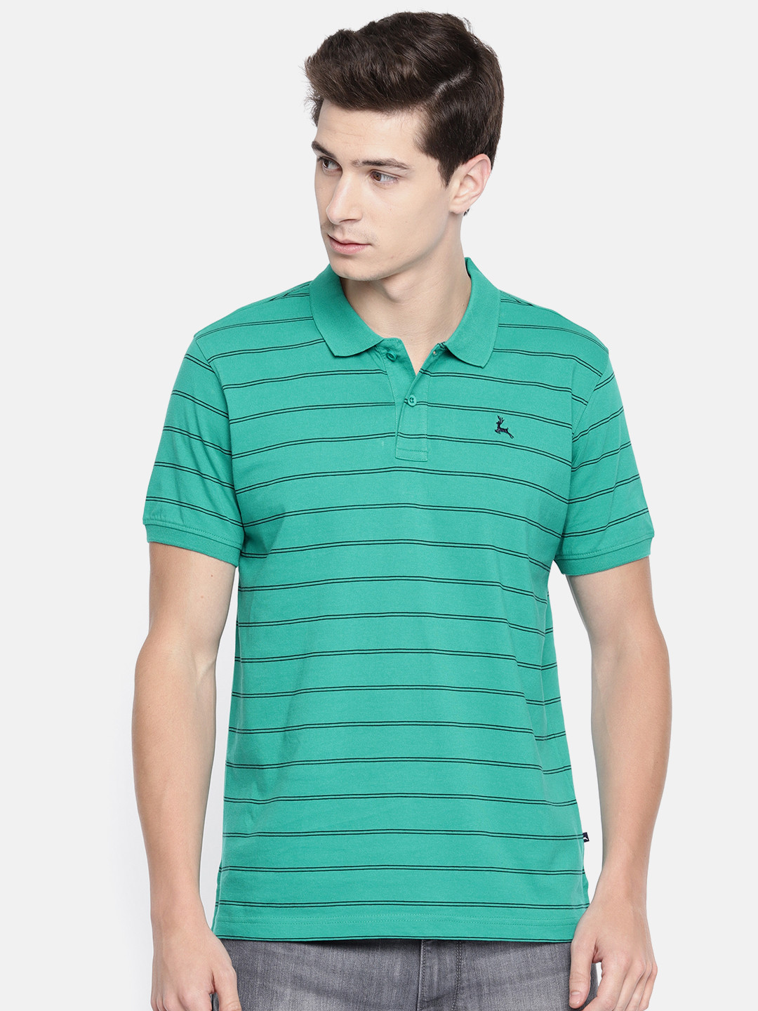 Striped Polo Collar T Shirt - Tshirts 