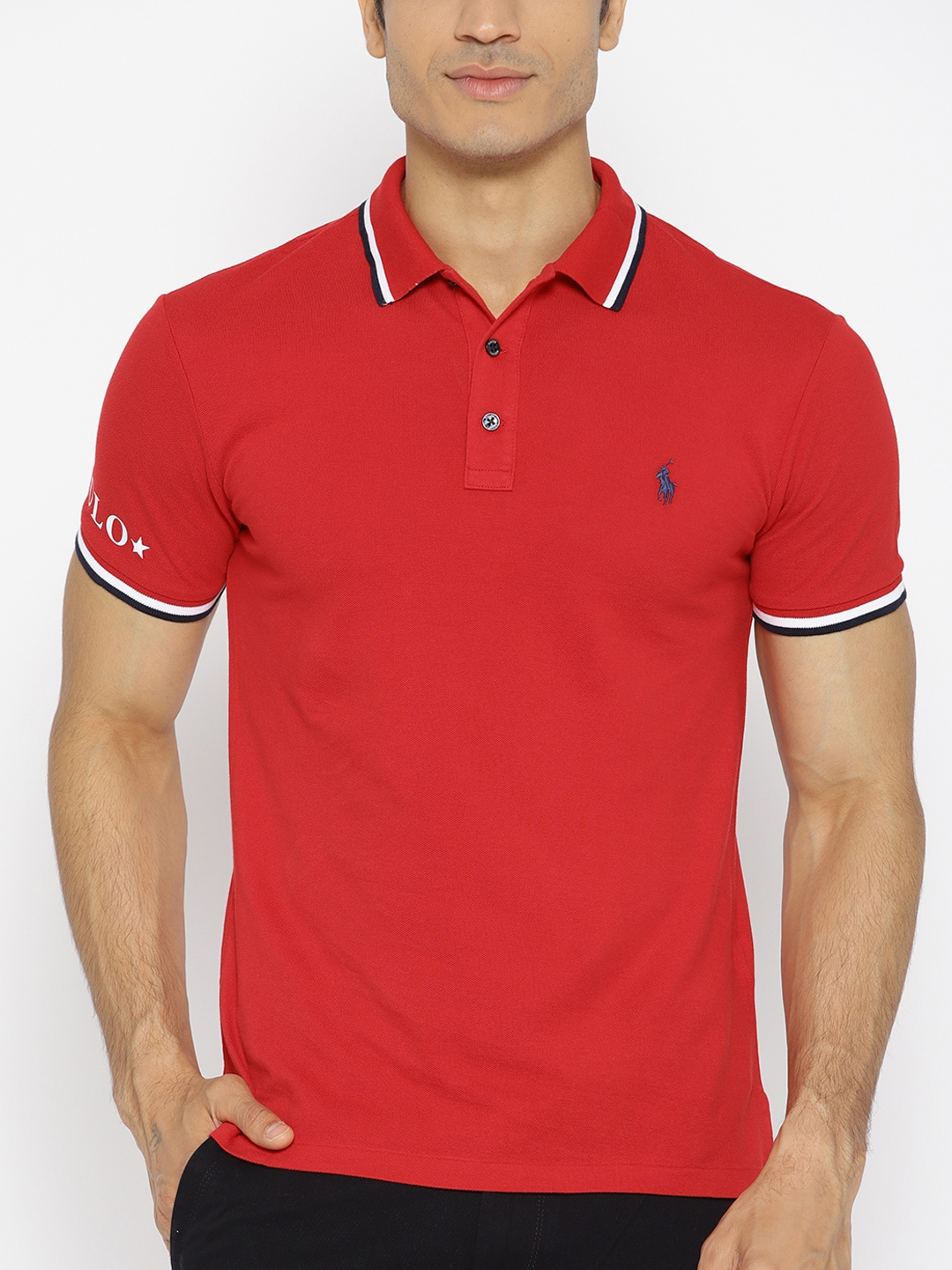 Buy Polo Ralph Lauren Men Red Solid Polo Collar T Shirt - Tshirts ...