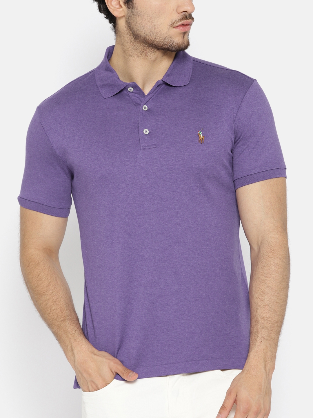 Buy Polo Ralph Lauren Men Purple Solid Slim Fit Polo Collar T Shirt -  Tshirts for Men 9062705 | Myntra