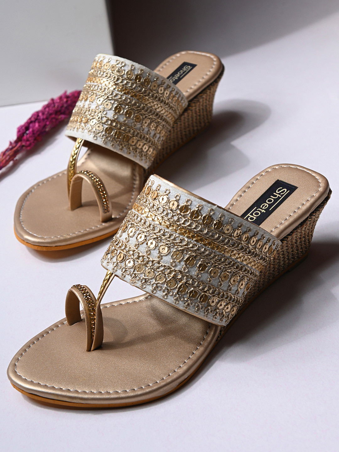 Shoetopia Women Gold-Toned Solid Heels
