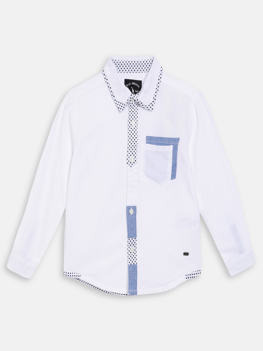 Blue Giraffe Boys White Shirt