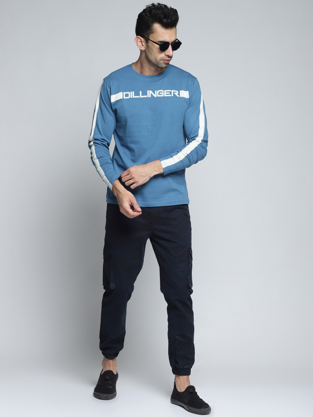 DILLINGER Men Blue Printed Round Neck 