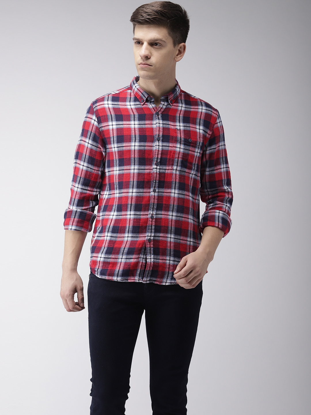 flying machine red check shirt