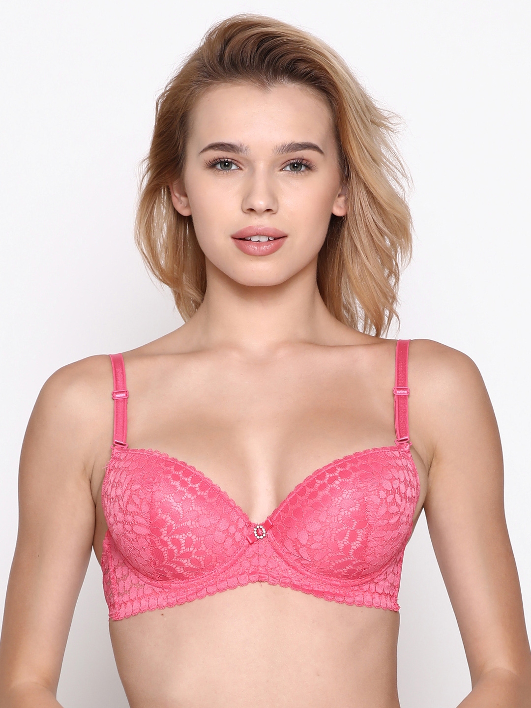 shyaway Pink Lace Underwired Lightly Padded Push-Up Bra S037