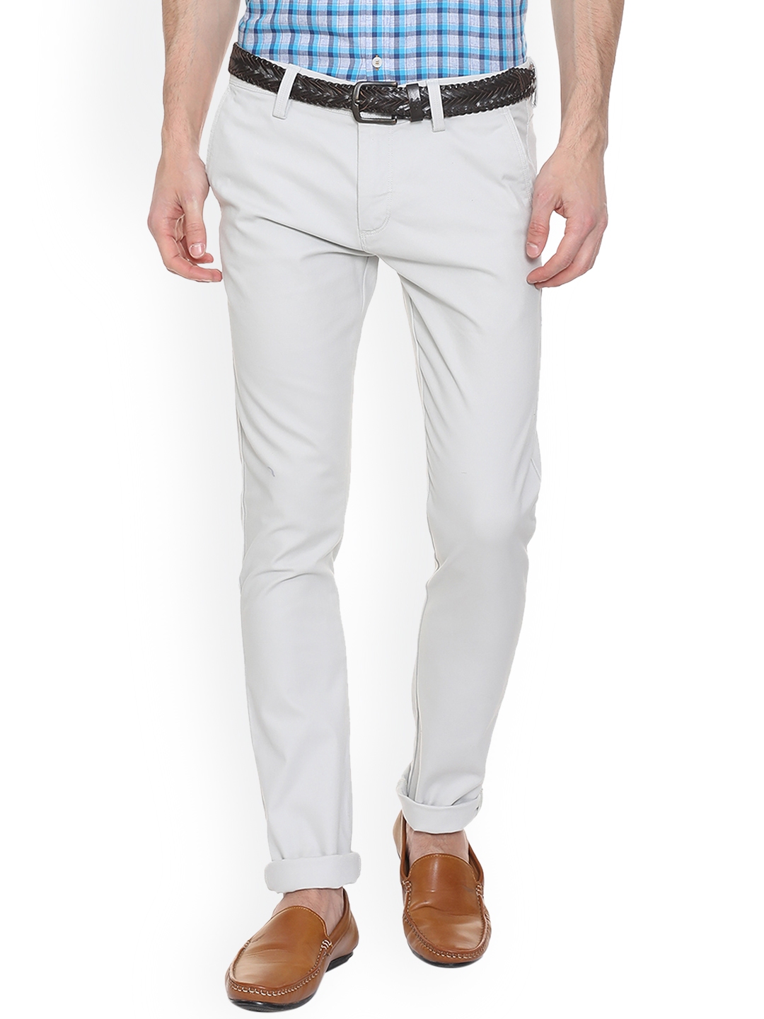 Buy Allen Solly Men White Slim Fit Self Design Regular Trousers  Trousers  for Men 9140873  Myntra