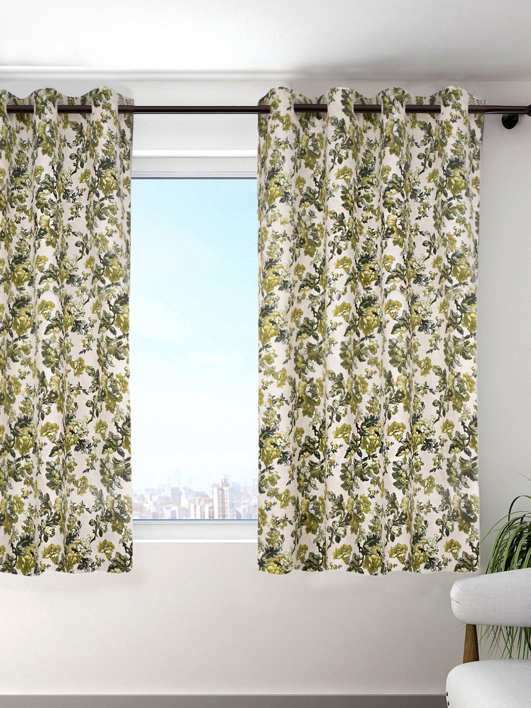 HOUZZCODE Multicoloured Room Darkening Curtain
