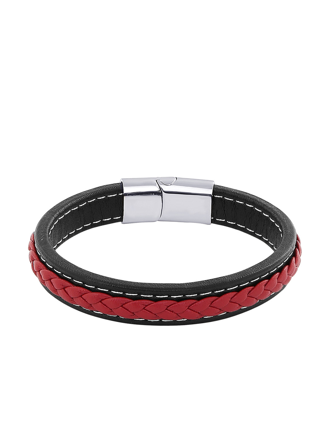 Moon Dust Red Leather Bangle-Style Bracelet