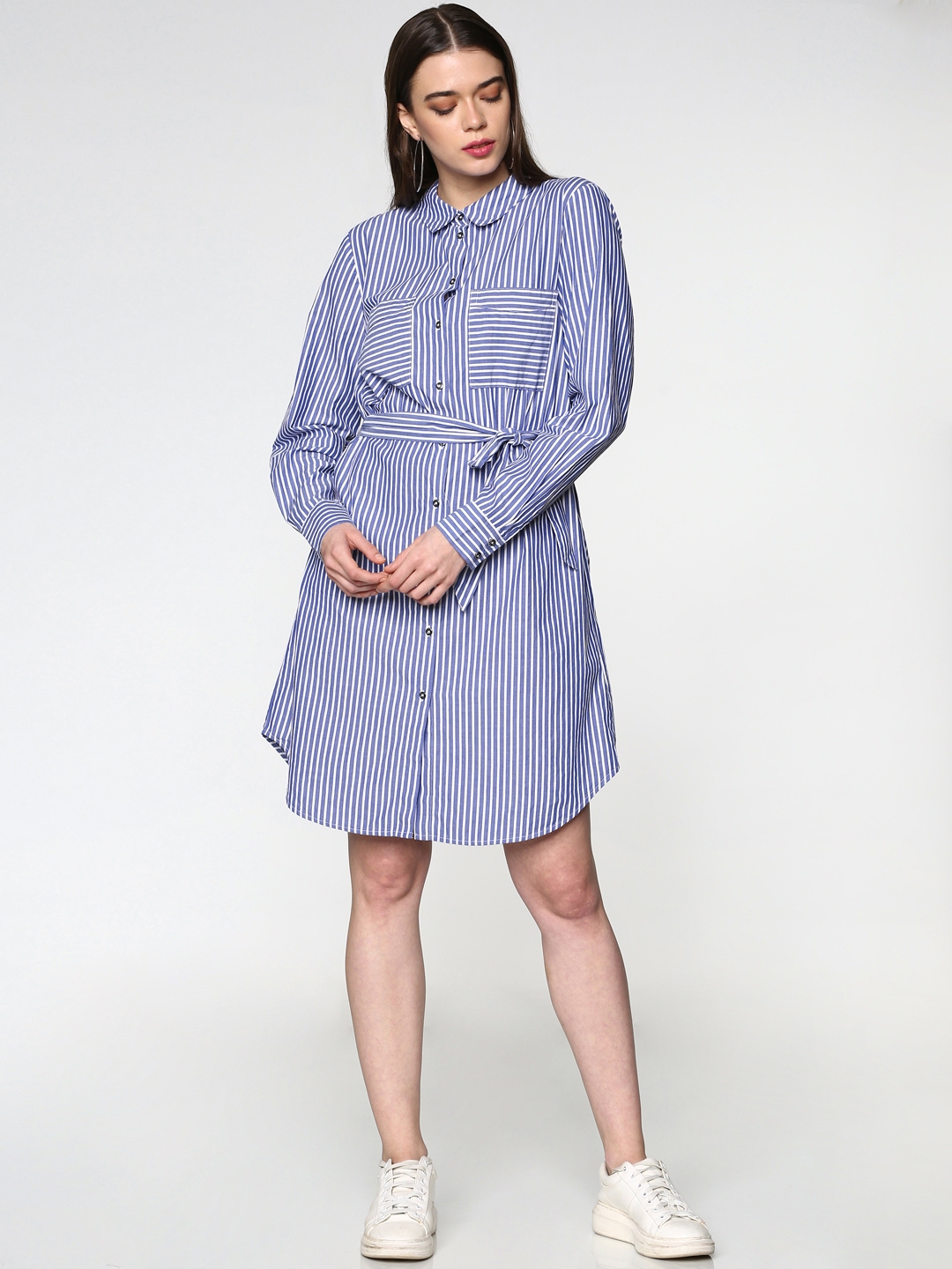 Buy ONLY Women Blue & White Striped Shirt Dress - Dresses for Women 9162939