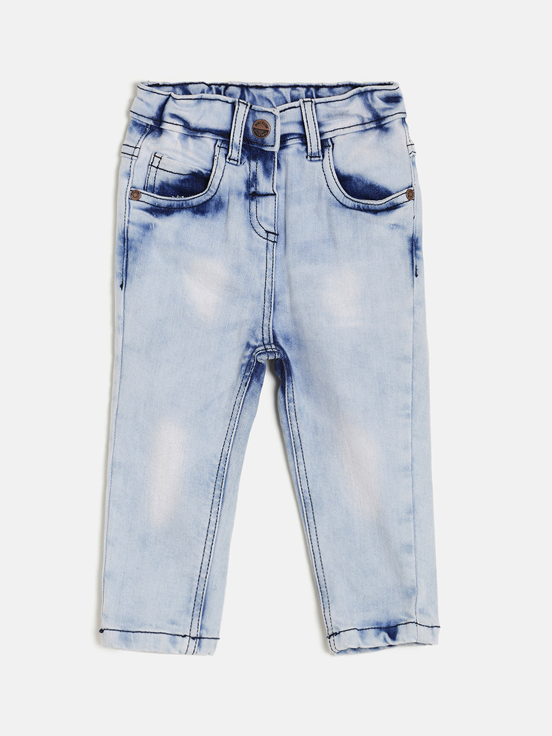 MINI KLUB Girls Blue Regular Fit Mid-Rise Clean Look Stretchable Jeans