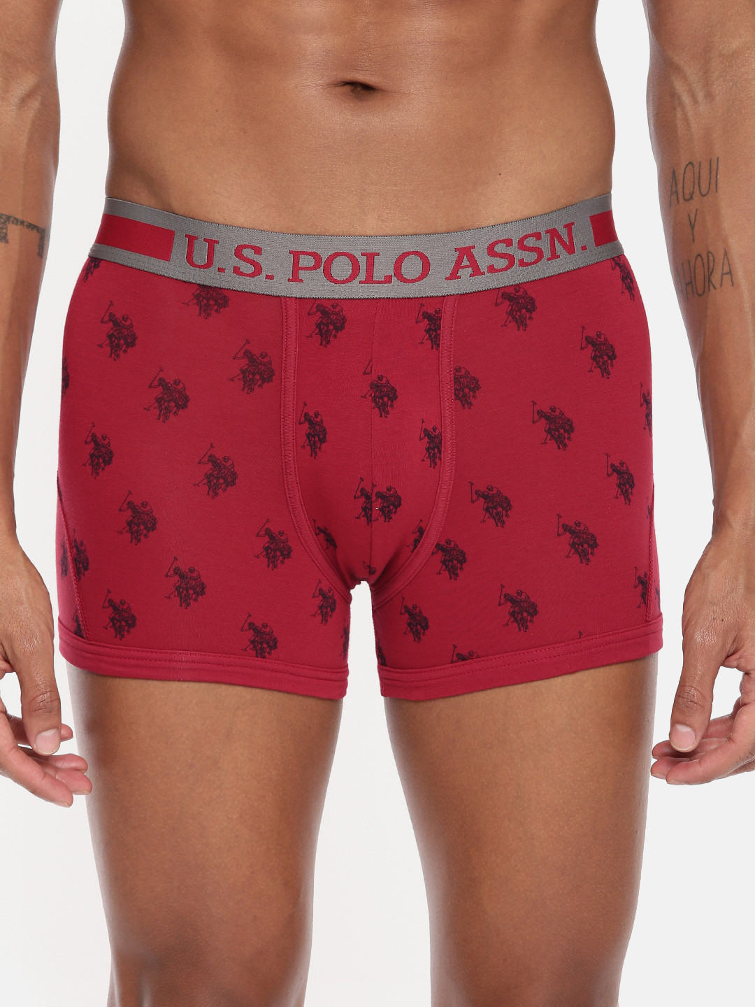 U.S. Polo Assn. Men Red & Black Printed Trunks I112-125-Pr