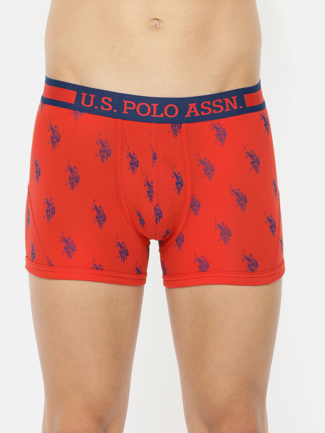 U.S. Polo Assn. Men Orange & Navy Blue Printed Trunks I112-007-Pr-S