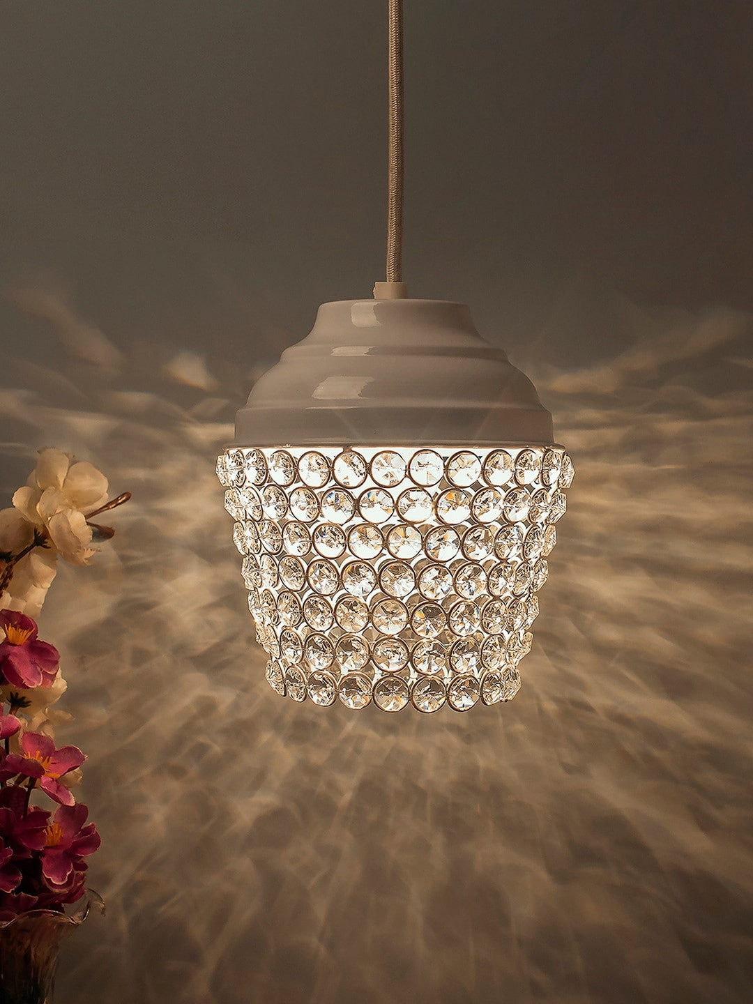 Homesake White Solid Handcrafted Crystal Pendent Light