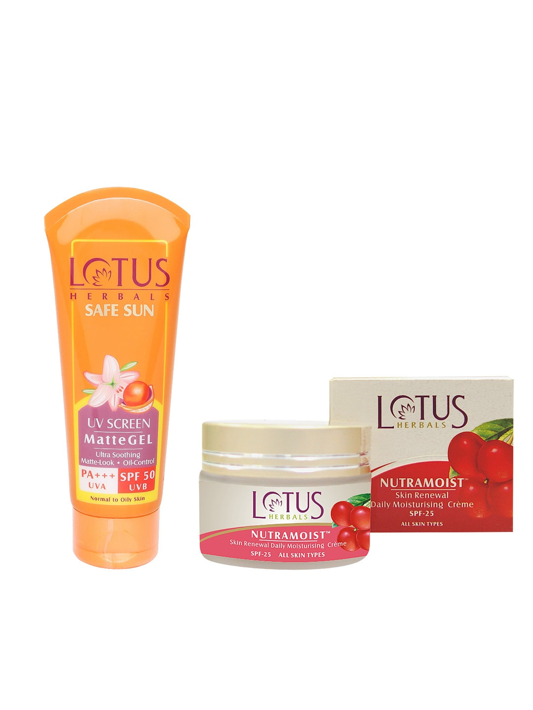 Lotus Herbals Sustainable Set of Nutramoist Skin Renewal Daily Cream  Safe Sun UV Screen Sunscreen