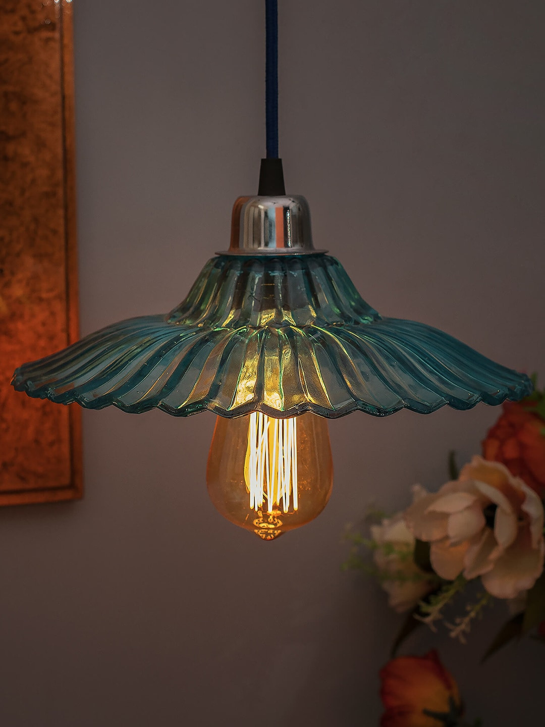 Homesake Blue Self Design Handcrafted Hanging Light