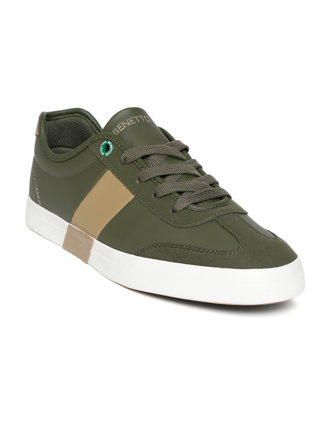 Buy United Colors of Benetton Men Olive Green Brown Colourblocked Sneakers Casual Shoes for Men 9234673 Myntra