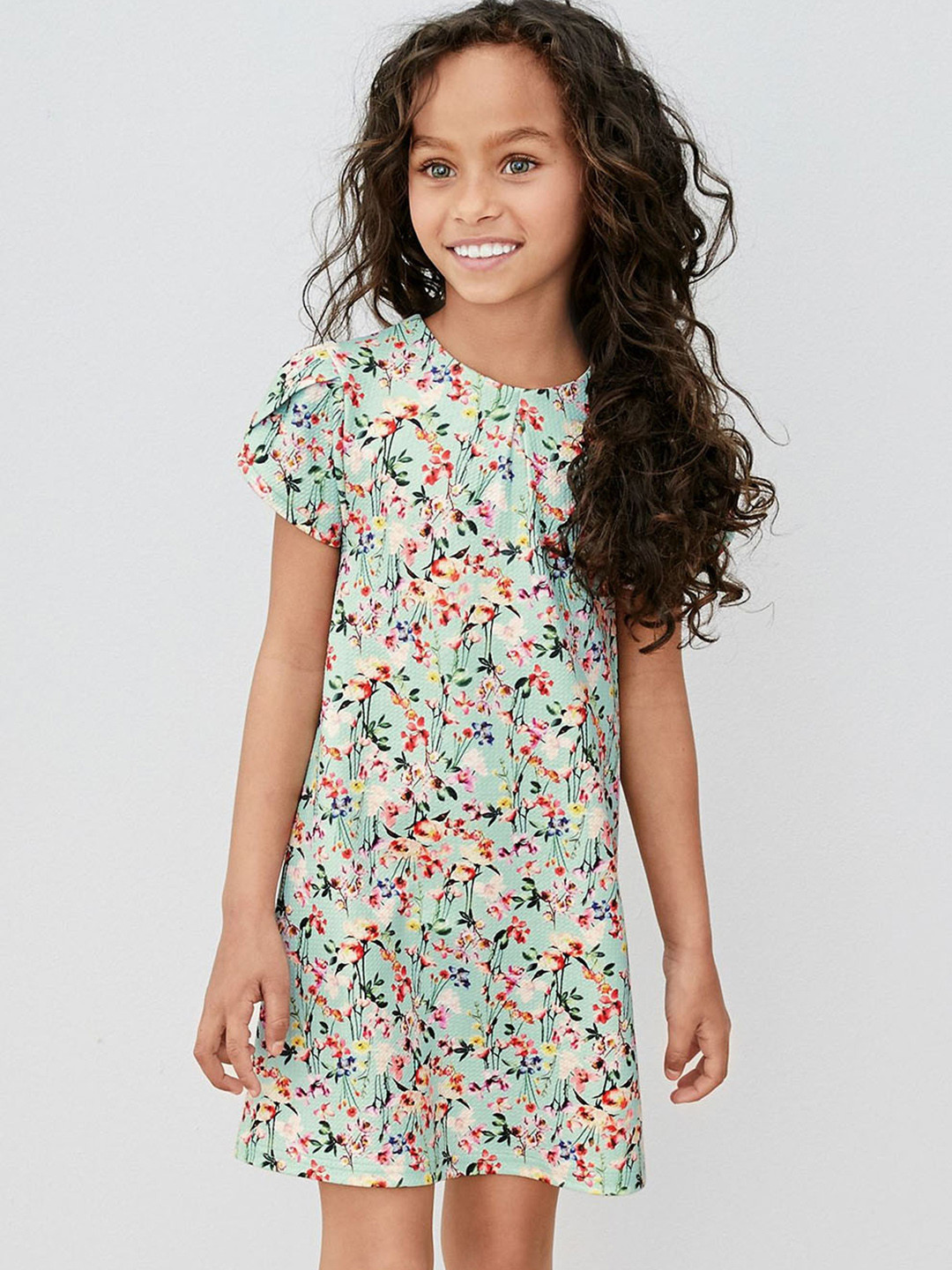 girls green floral dress