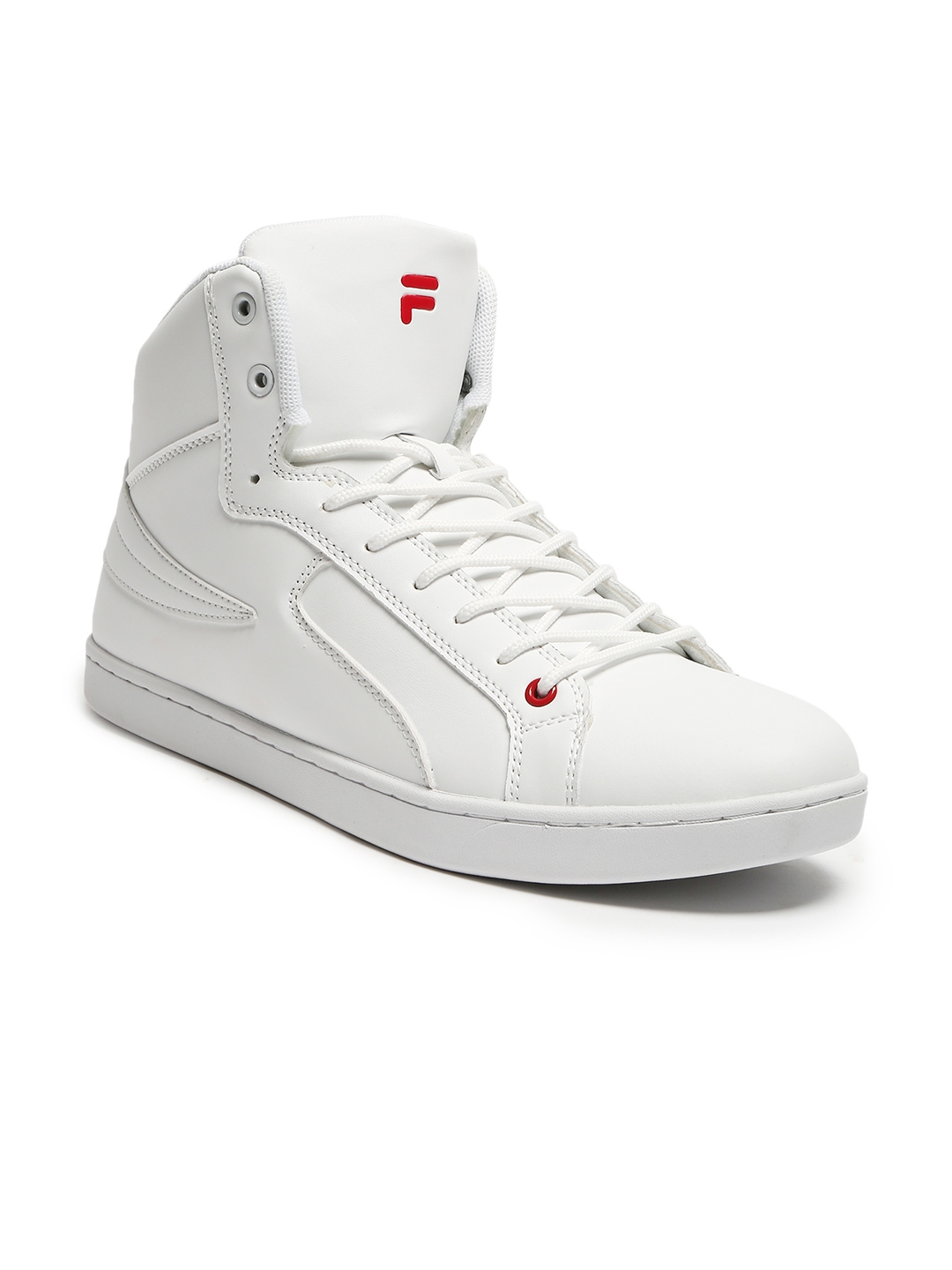 Buy FILA Men White Solid Synthetic Mid Top Sneakers - Casual Shoes for Men 9247381