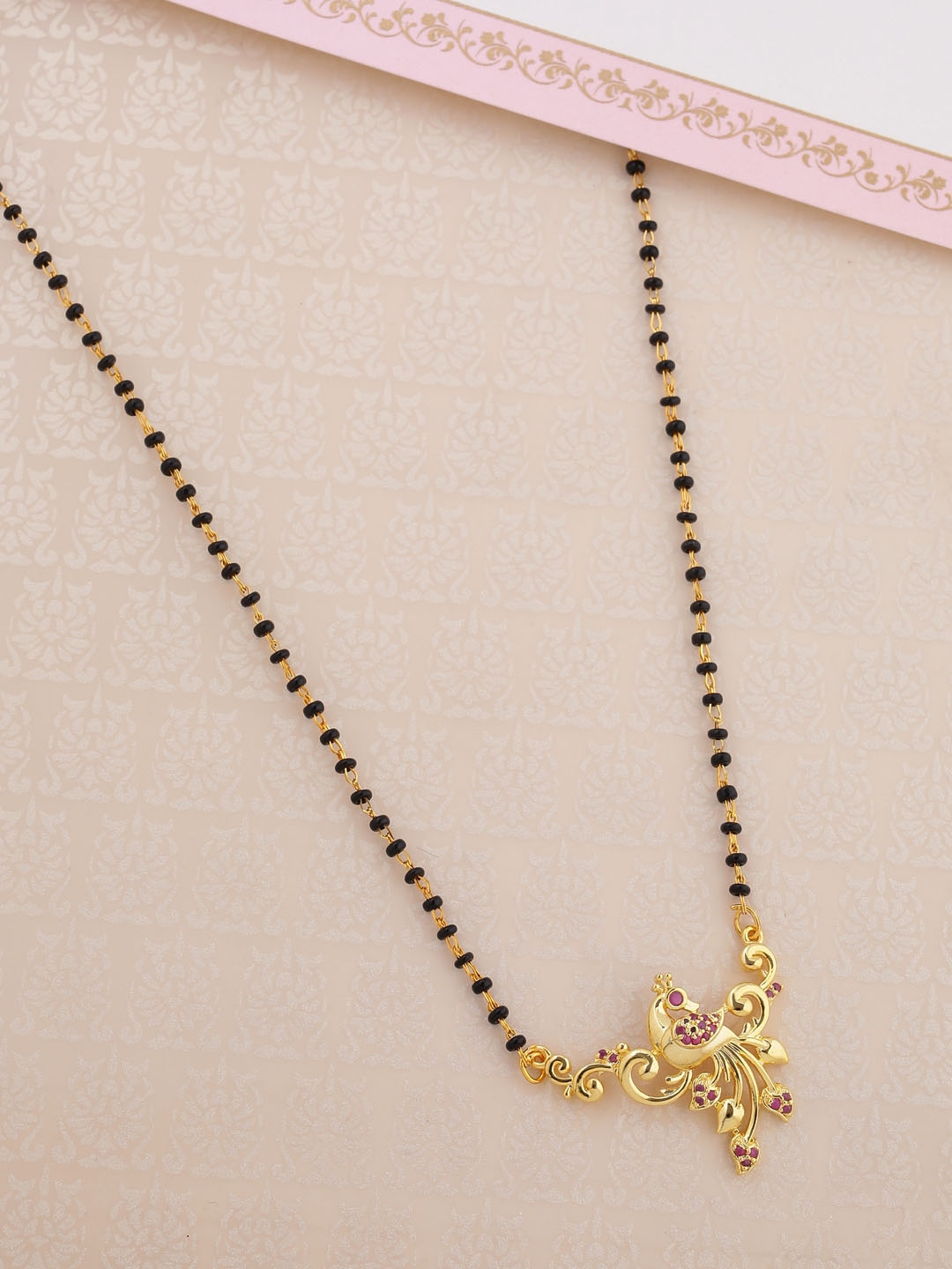 Voylla Women Gold Plated Black Beaded Mangalsutra