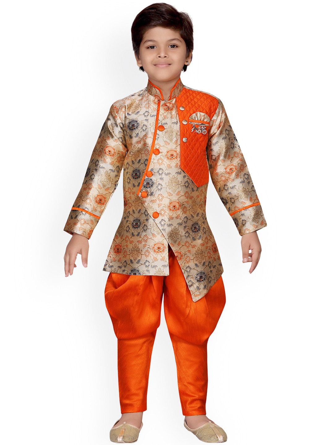 Aj DEZInES Boys Orange Sherwani Set