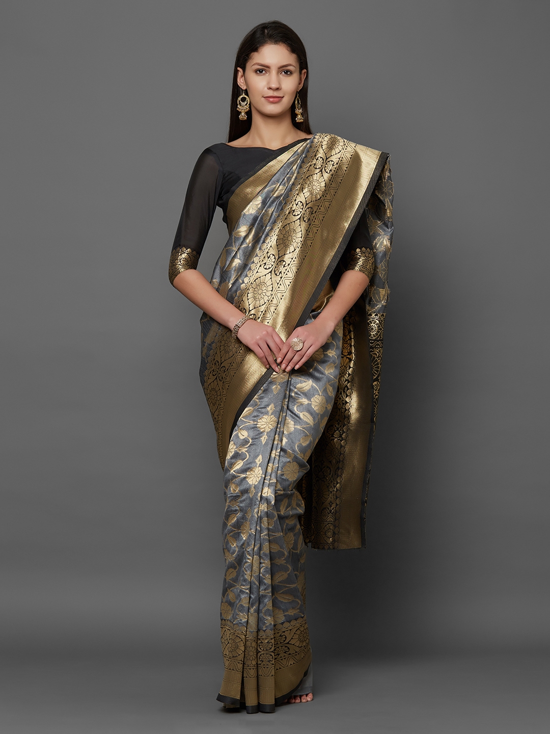 Mitera grey 2025 woven design saree